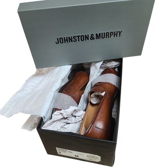 Johnston & Murphy Saddle Tan Leather Italian Handcrafted Tassel Loafers NEW 9 M - Picture 6 of 6